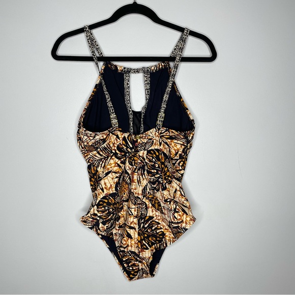 Amoressa Dijon Ghost One Piece Swimsuit High Neck In Curry Size 12 - Picture 6 of 7